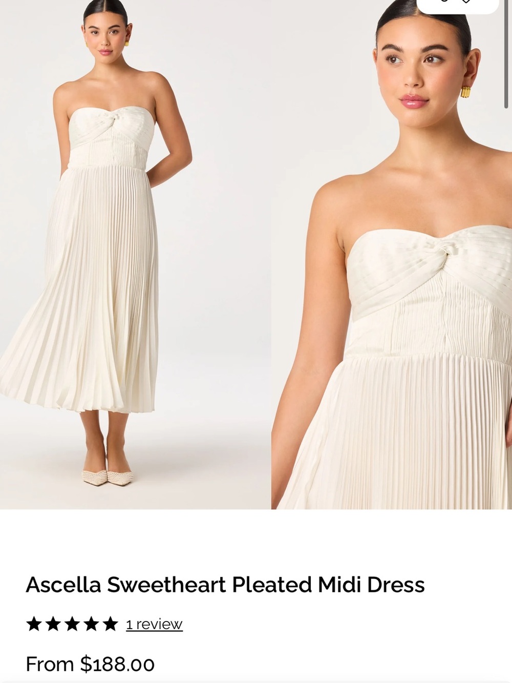 ASTR the Label Ascella Sweetheart Pleated Midi Dress